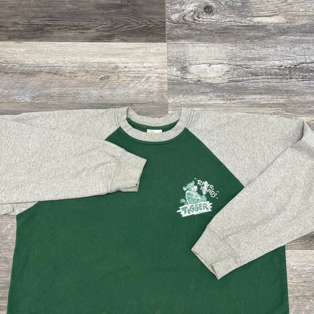 Vintage Disney Store Winnie the Pooh Green Mens L Colorblock River‎ Rapids Shirt